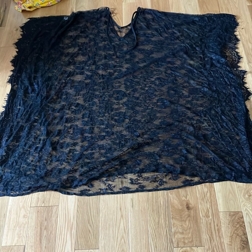 Black lace Swim Coverup- plus size,